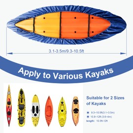 Muligheter Kayak Covers for Outdoor Storage, Waterproof Heavy Wind Dust UV Tear and Fade Resistant Protection Sunblock Shield Kayak Accessories Canoe Cover for Fishing Boat Kayak Paddle Board