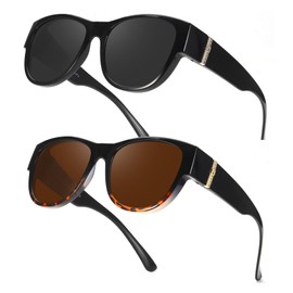 Myiaur 2 Pack Polarized Fit Over Glasses Sunglasses for Women, Trendy Wear Over Eyeglasses UV Protection for Outdoor