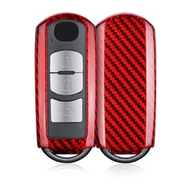 T-carbon Key Fob Cover Fits Mazda 3 6 8 CX3 CX4 CX5 CX7 CX9 MX5 Miata 2009-2019;Real Glass Fiber Key Fob Case Shell Protector Fits Toyota Yaris Scion IA 2017 2018 Smart Keyless Accessories Red