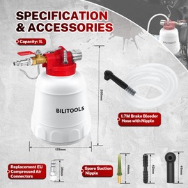 BILITOOLS 1L Universal Brake Bleeder Kit, Vacuum Brake Fluid Bleeding Tool