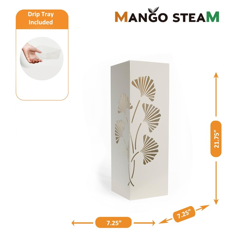 Mango Steam White Tall 21.75" Japanese Ginkgo Leaf Umbrella/Cane/Walking Stick