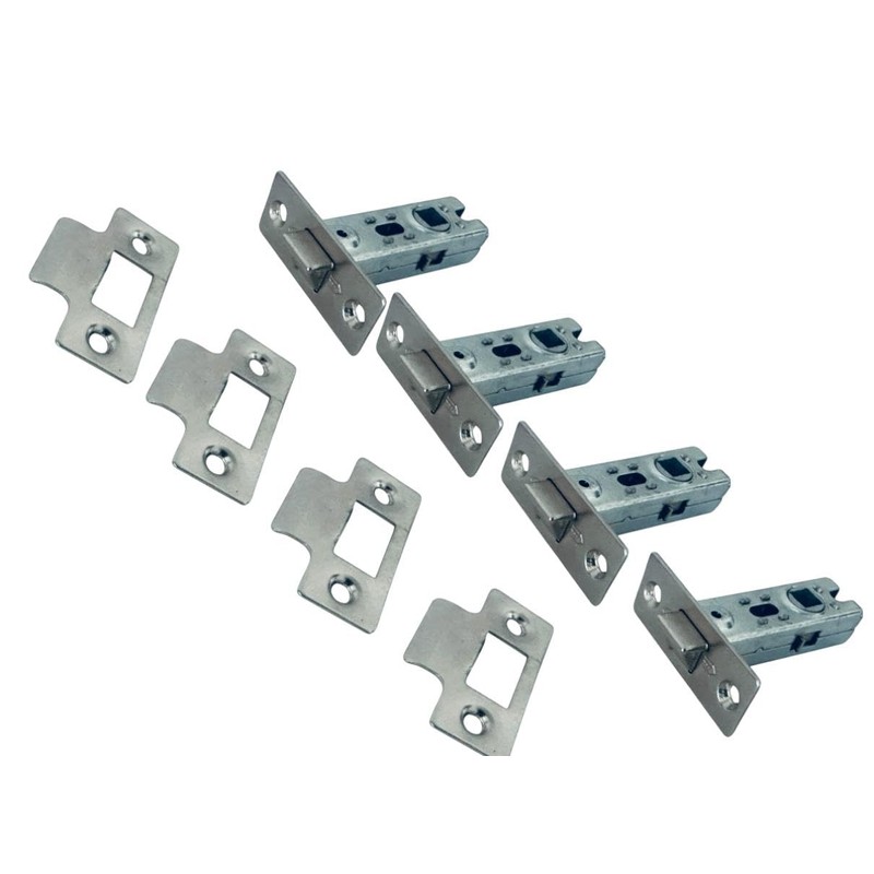 Interior Door Tubular Latch Set, 65mm, 4-Pack with Strike Plates