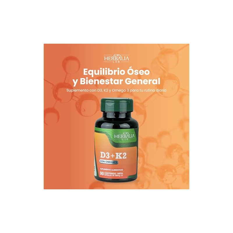 Vitamina D3 + K2 con Omega 3 - Apoyo Óseo,