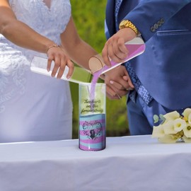 Sandraheer Unity Sand Set for Weddings Sand Ceremony Kit Handmade Decorative Vase with Pink White Sands