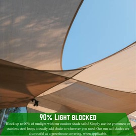 Farm Plastic Supply - Tan/Sand Triangle Shade Sail - 90% - (12' x 12' x 12') - Triangle Sun Shade, Sun Shade for Patio, Beach Canopy, Sun Shade, Sail Shade, Outdoor Canopy, Shade Cloth for Garden