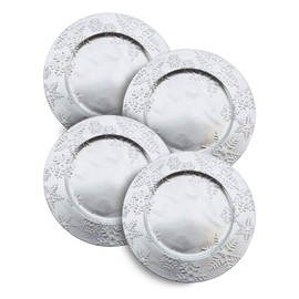 SARO LIFESTYLE CH332.S13R Sousplat Collection Snowflake Design Christmas Charger Plate, Silver, 13"