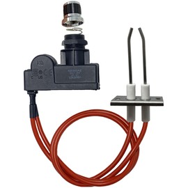 Ceramic Double Ignition Electrode Igniter Kit,Universal 2 Outlet Push Button Ignitor with 450 mm High Spark Plug Wire Fits for Catering Equipment Stove & Oven