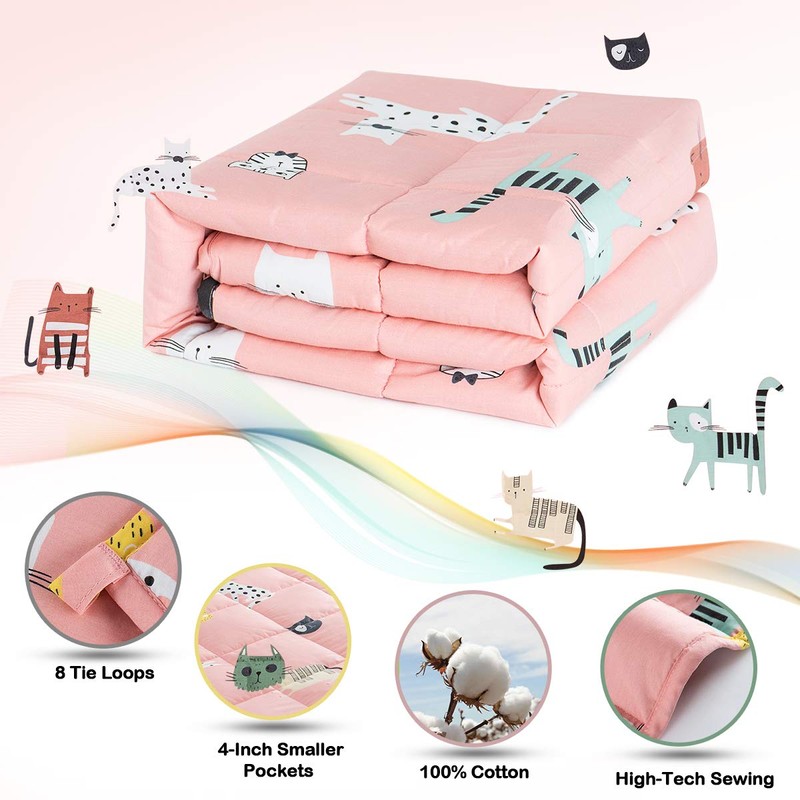 Sivio Weighted Blanket, Cotton Heavy Blanket with Glass Beads, 10