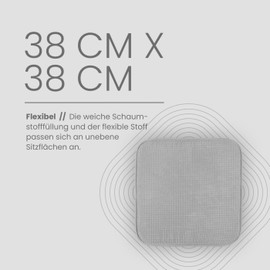 Seat Cushion (Pack of 6) Chair Cushions with Non-Slip Underside 38 cm x 38 cm Oeko-Tex Certified Seat Cushion Plain Chair Cushion Chair Cushion