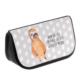 Mr. & Mrs. Panda Cosmetic Bag Sloth Satisfied, gray, Hand Drawn