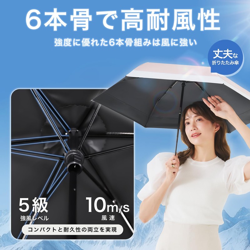 CICIBELLA 日傘 uvカット 100% 遮光 折り畳み ワンタッチ自動開閉 バイカラーデザイン 晴雨兼用 折りたたみ傘