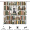 4PCS Cute Kitten Bookshelf Shower Curtain Set 72W X 72L,