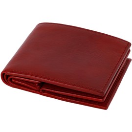 Time Resistance Mens Leather Wallet - Minimalist Wallet Design with Credit Card Holder, Magnetic Coin Holder and Cash Slots, red, Classic