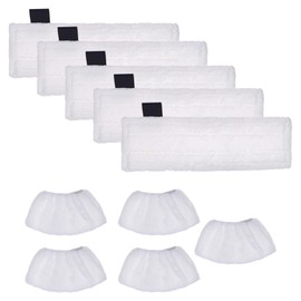 Eagles Steam Mop Replacement Pads (5 Mop Cloth and 5 Cloth Cover) Compatible with Karcher SC Steam Cleaner Microfiber Mop Cloth Steam Pocket Mop Pads Set for SC Floor Nozzle SC2 SC3 SC4 SC5