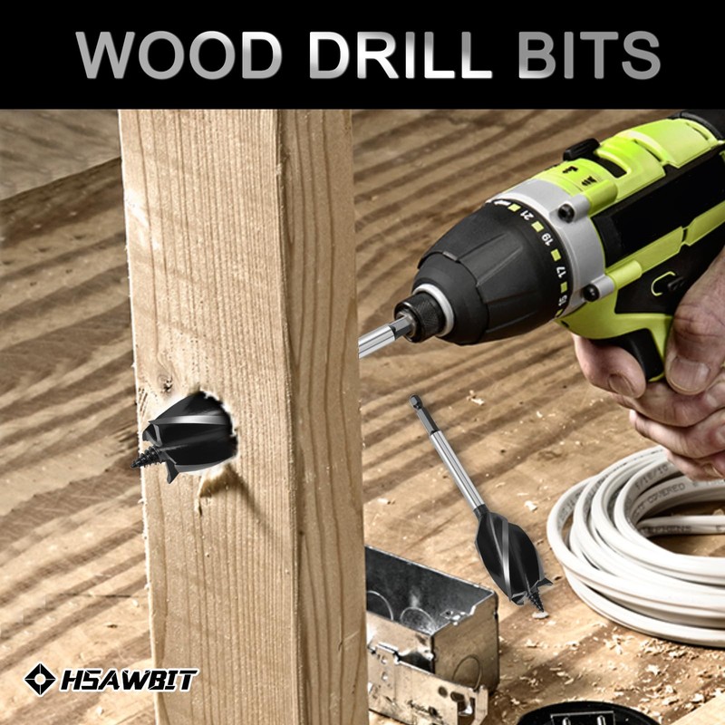 hsawbit 2pcs x 38mm x 165mm Wood Drill Bit, Auger