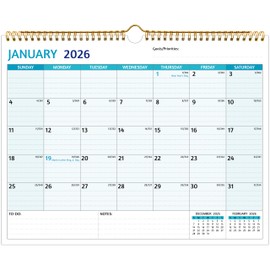 2026-2027 Wall Calendar - 18 Months Calendar 2026-2027, Jan 2026 - Jun 2027, 11.42 x 14.57 In, 2026 Calendar Monthly with Ruled Blocks, Thick Paper, Holidays, To-do ＆ Notes, Perfect for Organizing