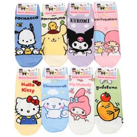 CUSTOMONACO Womens Cute Characters Cartoon Novelty Socks (Juicy Pang Pang 8 Pairs)