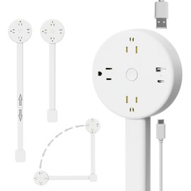 TTKADIY New Electrical Outlet Extender Adjustable Power Socket Expander, 1800J Surge Protection, Extends 18.5"-26.5", Rotates 180 Features USB-A, USB-C&3 AC Outlets, for Couches, Desks, Nightstands and More