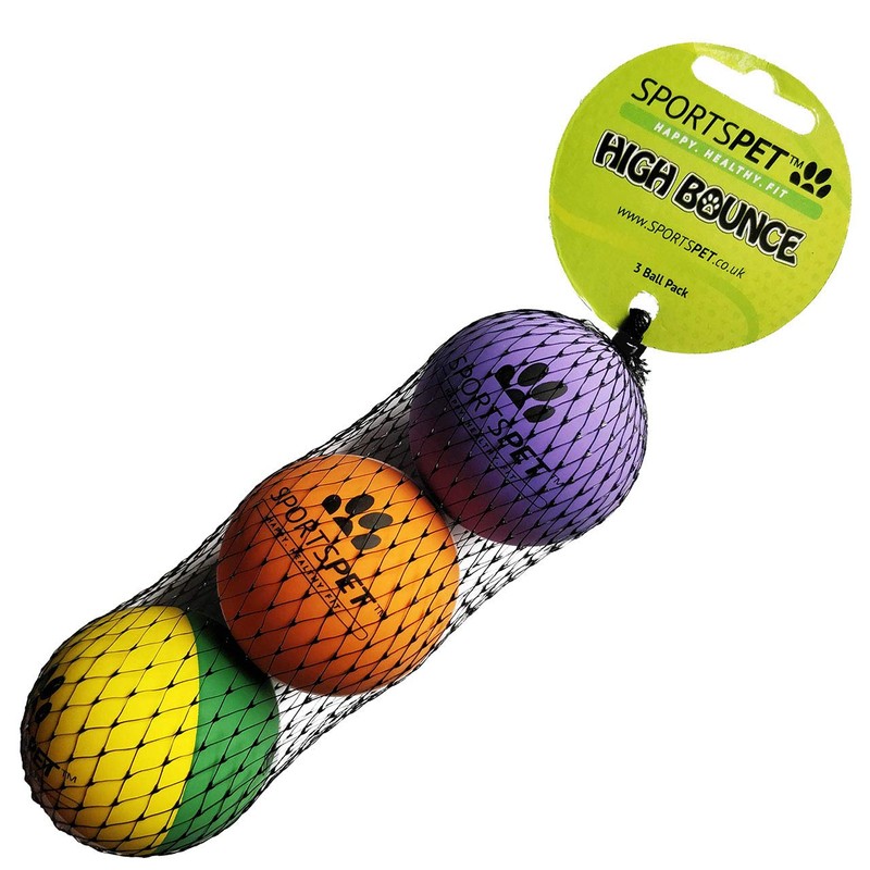 SPORTSPET Langlebige High Bounce Sport Bälle für Hunde 3er Pack