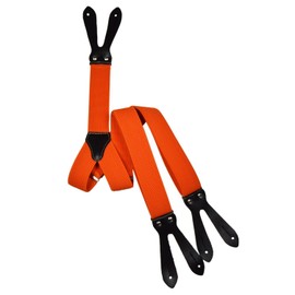 Olata Y Button Up Braces | Unisex Suspenders - 3.5cm, orange