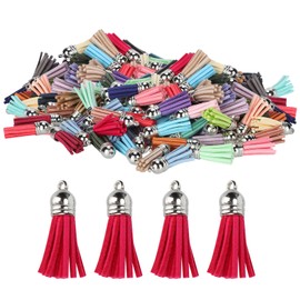 120Pcs Tassel Pendant Colorful Bag Keychain Earring Suede Ornaments Crafts Making Supplies