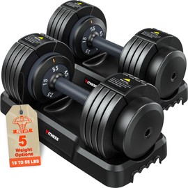 Rendpas Adjustable Dumbbells Set of 2, Square Weight Dumbbell Set, 5 in 1 Free Dumbbell Set with Anti-Slip Texture Handle, Weight Set For Home Gym Suit both Men and Women(2X25LB Square）