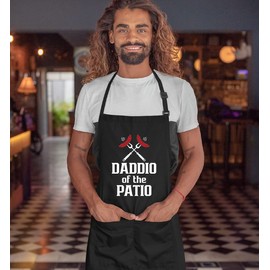 Christmas Gift! Daddio Of Patio BBQ Grill Men apron With Pockets And Adjustable Neck Strap Ideal for Fathers Day, Christmas, Holiday, Birthday