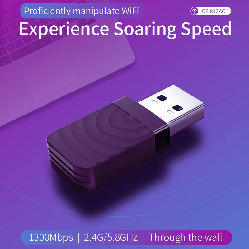 WiFi Adapter Wireless Dual Band 5.8G/2.4G 1300M Mini USB Network