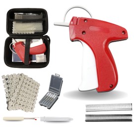 Stitchy Quick Clothing Fixer with Case: Mini Stitch Gun Kit for Clothes Sewing. Quick Clothe Stitcher Tag Gun with 6 Needles, 1000 Black & 1000 White Micro Fasteners, 240 Buttons & Cord Removal (Red)
