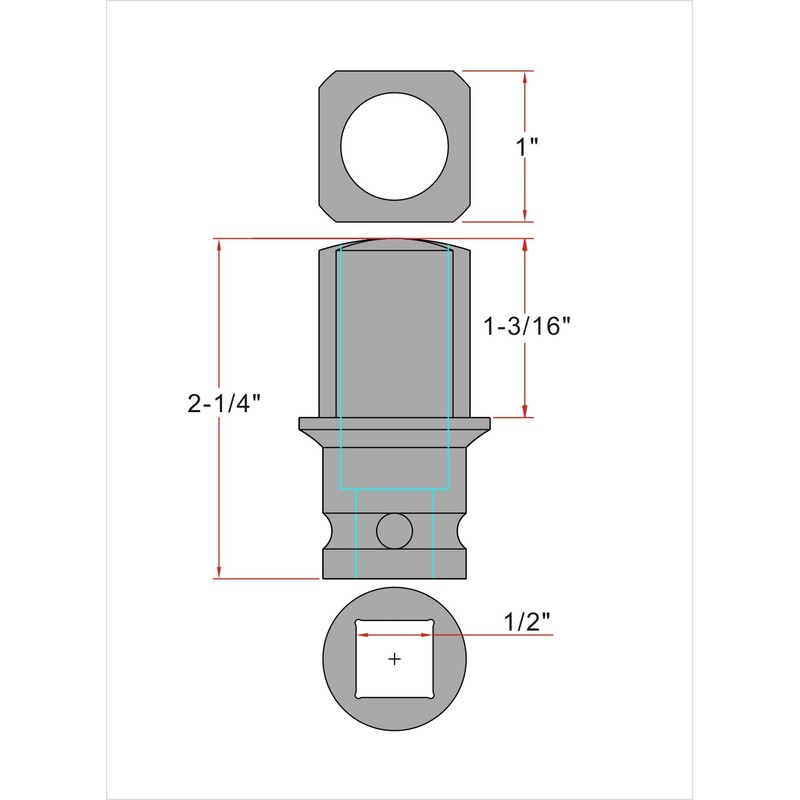1" Tapered Male Square Drive Adapter/Pipe Plug Socket for Electric