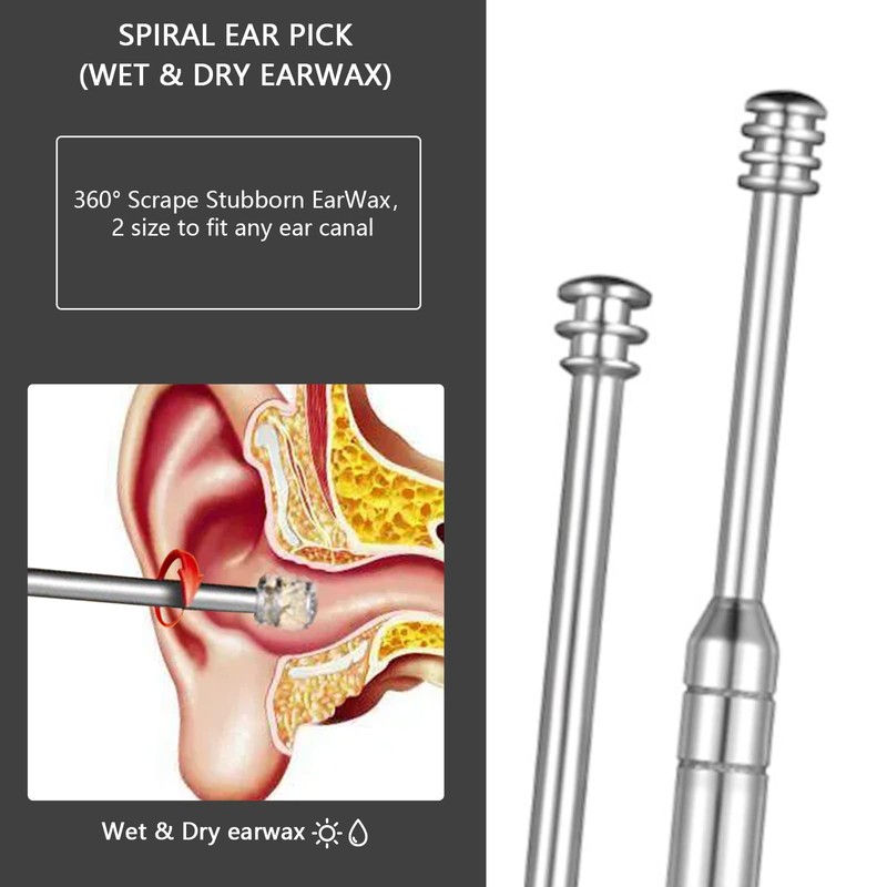 8 Pcs Ear Wax Removal Kit,Professional Double-Headed Ear Pick Earwax