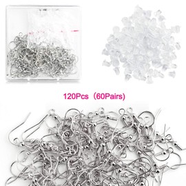 240Pcs Earring Hooks 120Pcs Gold Plated Earring Hooks Hypoallergenic Ear Wire with 120Pcs Earring Backs Earring Making Supplies for DIY Earring Jewellery Making