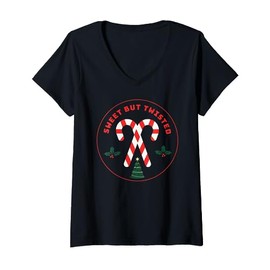 Sweet But Twisted Funny Christmas Peppermint Candy Cane V-Neck T-Shirt