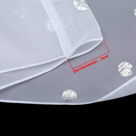 HeichkelL Voile Net Curtain with Silver Circles Bistro Curtains Set of 2 Panneaux Double Layer Short Curtain Modern Kitchen Curtain with Tassel White W x H 60 x 90 cm Pack of 2