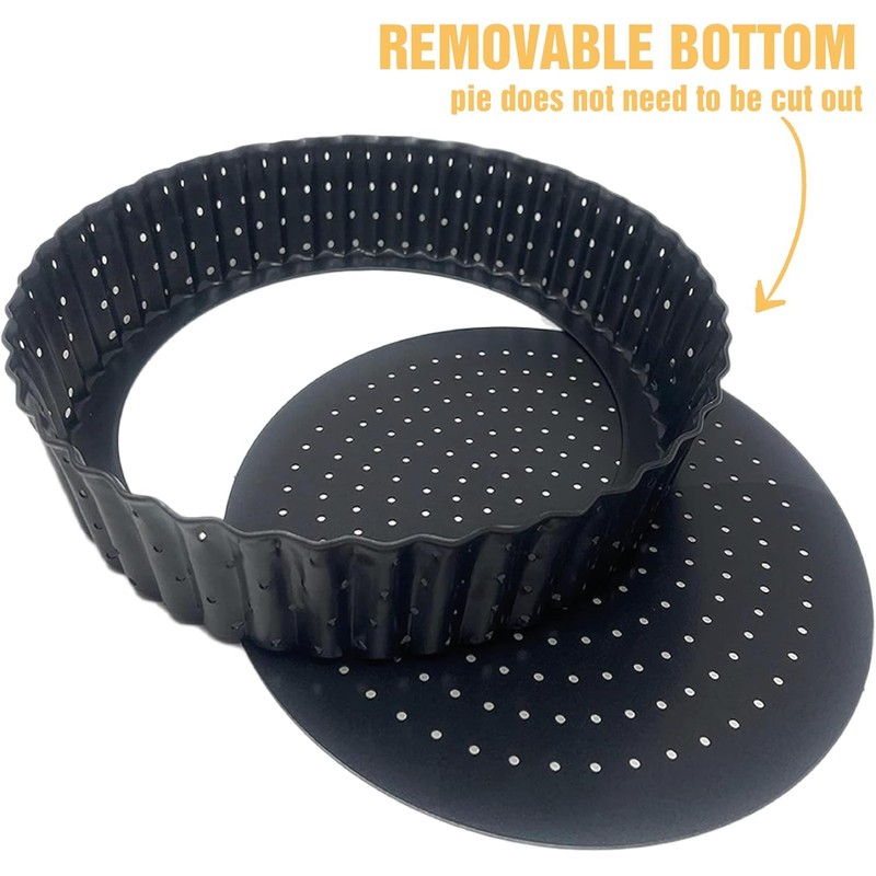 PENGQIMM Perforated Quiche Tins with Loose Base,24 cm Round Quiche