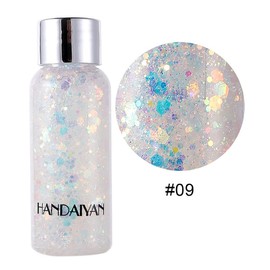 Punifengsi Sequins Body Glitter Gel, Make Up Long Lasting Glitter for Body Face Hair Eyeshadow for Music Festival Party Carnival Long Lasting Face Glitter, No Glue Needed and Easy to Remove. (White)