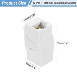 sourcing map 10 Pack Cat 6A Ethernet Coupler, RJ45 Cat6A Coupler Jacks Female to Female Ethernet Adapter, White