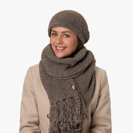 Bedacht Bratz Alpaca Wool Scarf Winter Scarf Women's Scarf Fringe Scarf Knitted Scarf with Fringes, black