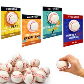 Baseball Valentines Day Cards Gifts for Kids School -24 Pack,Mini Foam Baseball Toys with Exchange Cards for Toddlers,Valentines Sport Goodie Bag Stuffer Classroom Favors Treats Prizes for Boys Girls