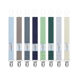 Babygoal Neutral Pacifier Clips, 8 Pack Binky Paci Holder Clips for Baby Boys and Girls Fits for Most Pacifier, Binkie Styles & Baby Teethers & Toys and Gift 8MP41-B