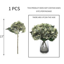 Kimura's Cabin 6pcs Fake White Flowers Artificial Silk Hydrangea Flowers Bouquets Faux Hydrangea Stems for Home Table Centerpieces Wedding Party Decoration (Mint Green)