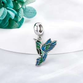 VENACOLY Hummingbird Charm for Bracelet Sterling Silver Hummingbird Beads Charm for Necklace Bird Jewelry for Women