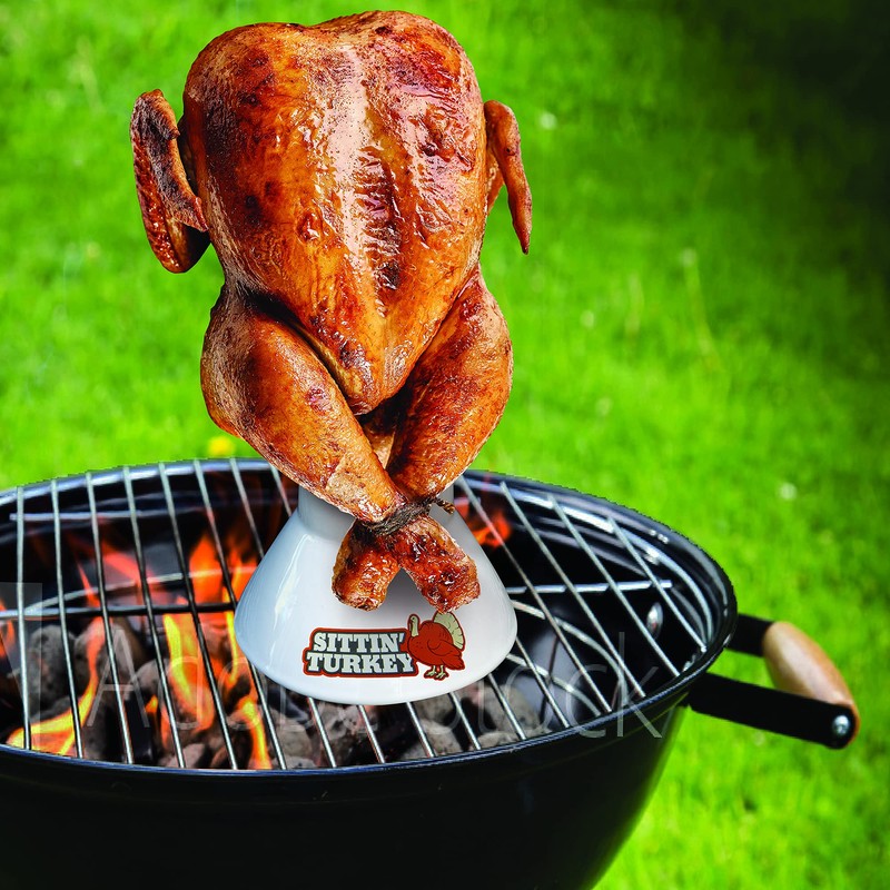 Sittin' Turkey Ceramic Beer Can Roaster & Steamer- Easily Infuse