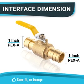 (Pack of 10) Seelink 1 Inch PEX-A Expansion Ball Valve, Brass Shut Off Valve for Pex-A Pipe Connection, Potable Water, ASTM F1960, Yellow