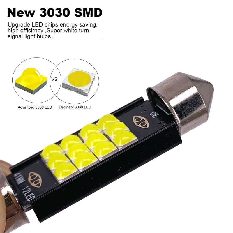 SOCAL-LED LIGHTING 4X 41mm Festoon Bulb Canbus Super Bright 3030