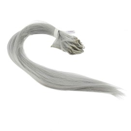 SWACC 12 Pcs Straight One Color Party Highlights Clip on in Hair Extensions Colored Hair Streak Synthetic Hairpieces (Sliver Gray)