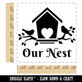 Our Nest Bird House Home Love Square Rubber Stamp for Stamping Crafting - 1.75in Medium