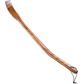Tomorotec Long Reach 17.5" Wooden Back Scratcher with Curved Bent Handle, Lightweight & Durable Hand-Carved Camphor Wood, Easy Grip for Hard-to-Reach Itches, Natural Wood Body Scratch Tool