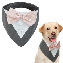 Kuoser Dog Neckerchief, Christmas Dog Bandana, Dog Bow Tie, Bow Tie for Dogs, Dog Bandana for Large Dogs, Dog Tuxedo Bandana, Grey L