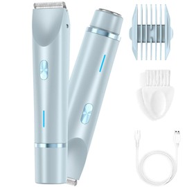 liucocotos Bikini Trimmer for Women 2025 Upgrade Dual Head Shaver Women Ceramic Blades 2-in-1 Women's Body Shaver Electric Razor 90min Cordless Runtime Waterproof Travel Grooming Kit (Blue)
